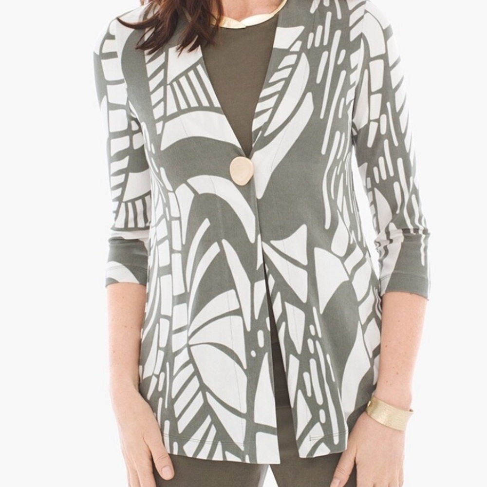 Chico’s Travelers Abstract Lines Button Jacket